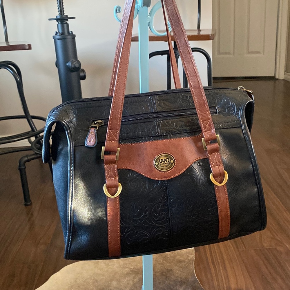 SOLD EB. LAND Santa Fe Genuine Leather Bag Black